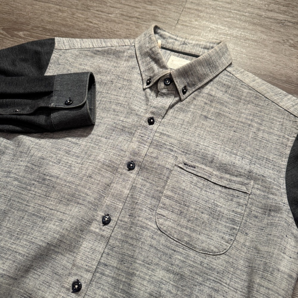 7 Diamonds Shirt Mens Large Gray Long Sleeve Button UP Pocket Cotton Thick Adult